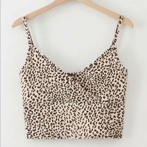 SHEIN Leopard Print Surplice Cami Top